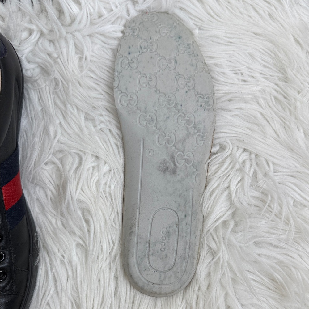 GUCCI ACE Black Sneakers with Red and Gold Accents bee 5 - Picture 13 of 16